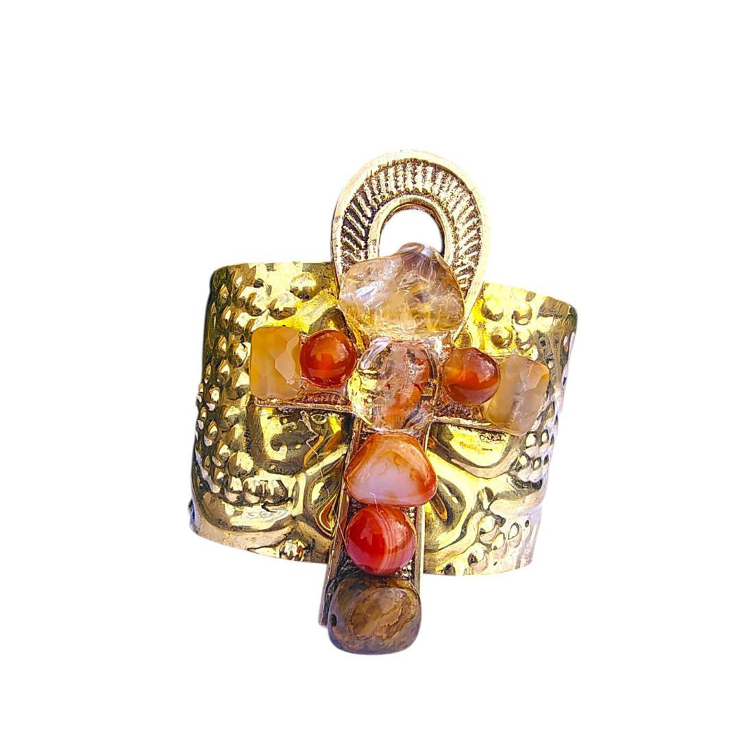 Carnelian and amethyst cuff