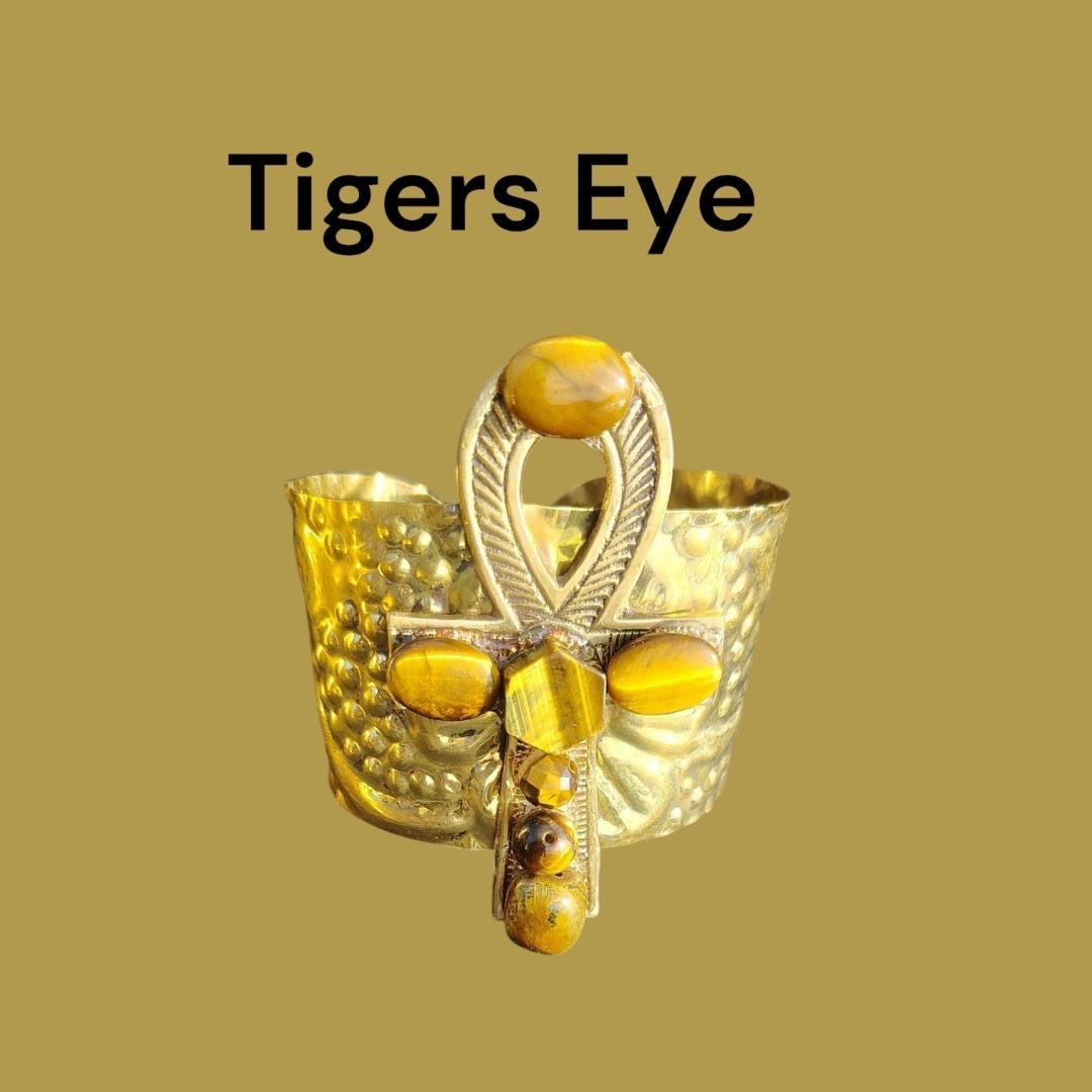 Tiger eye brass cuff