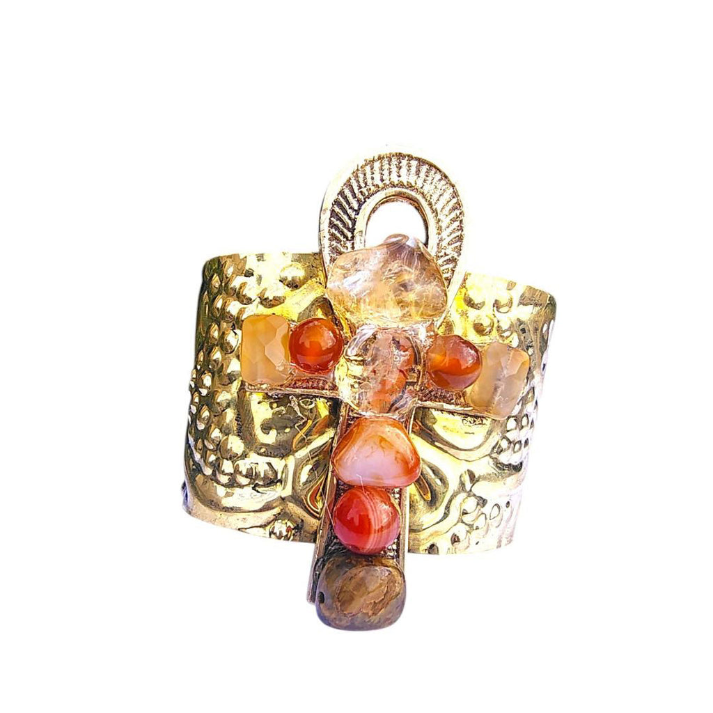 Carnelian and amethyst cuff