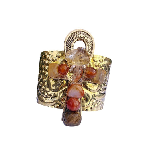 Carnelian and amethyst cuff