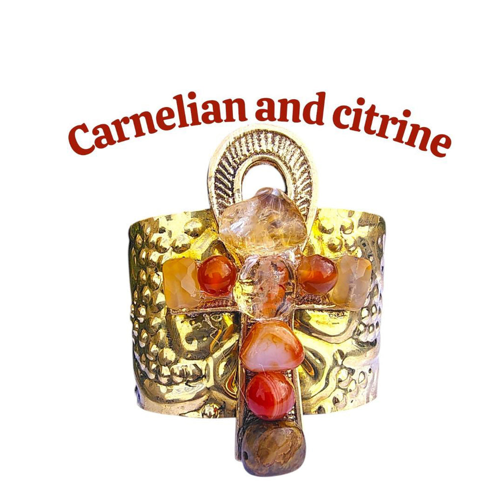 Carnelian and amethyst cuff