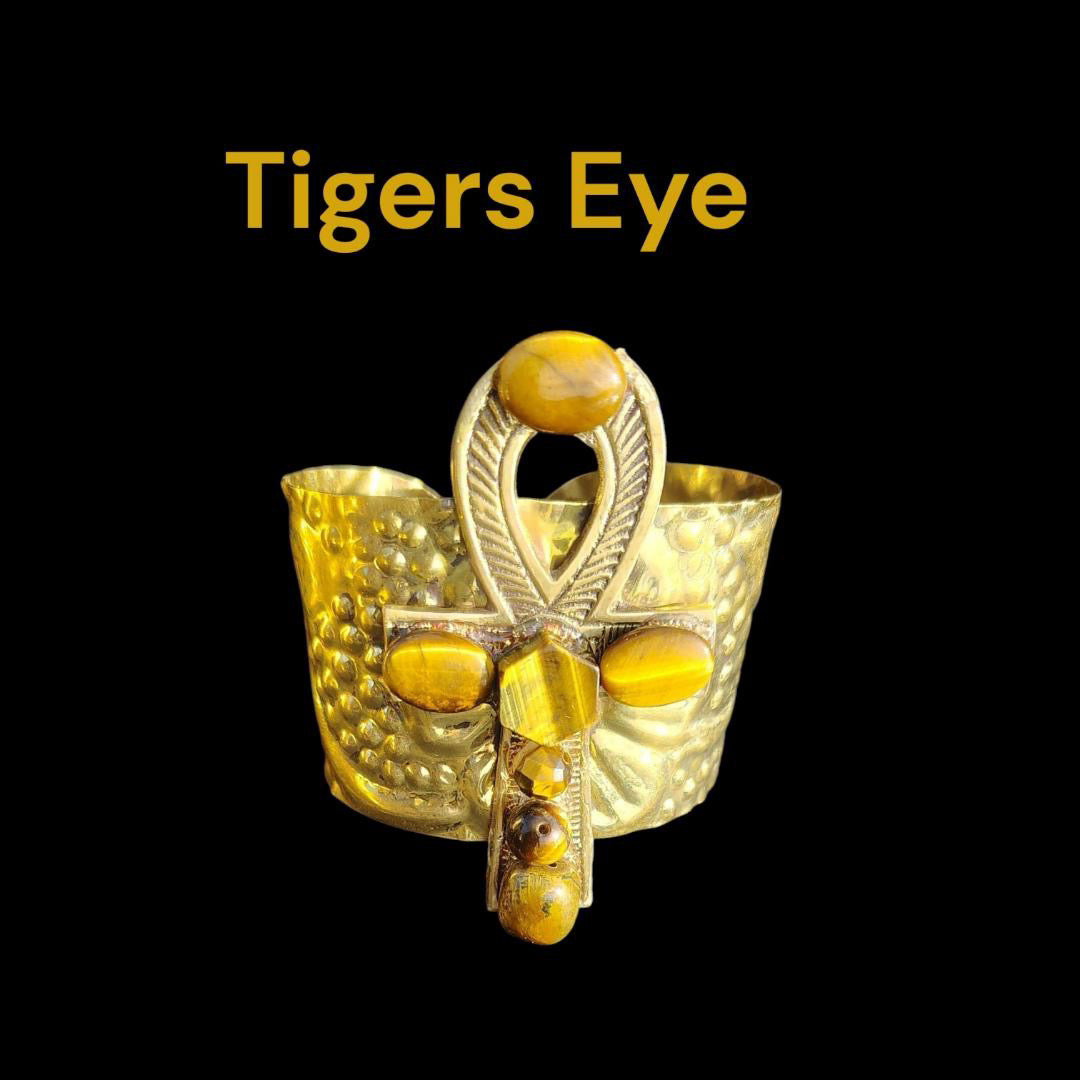 Tiger eye brass cuff