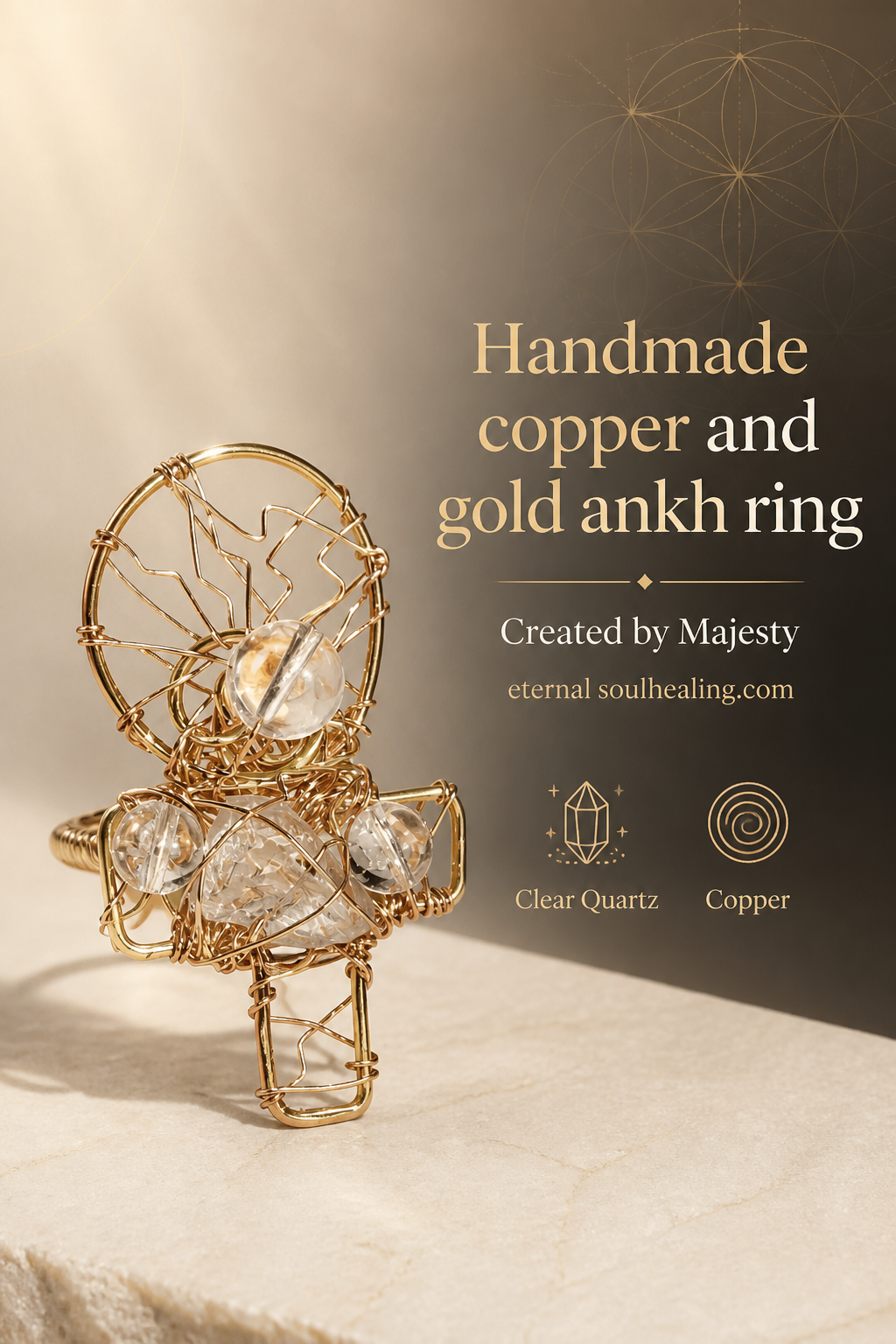 Ankh Clear Quartz Ring