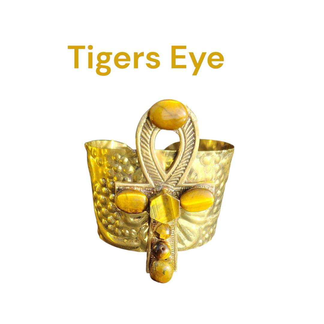 Tiger eye brass cuff