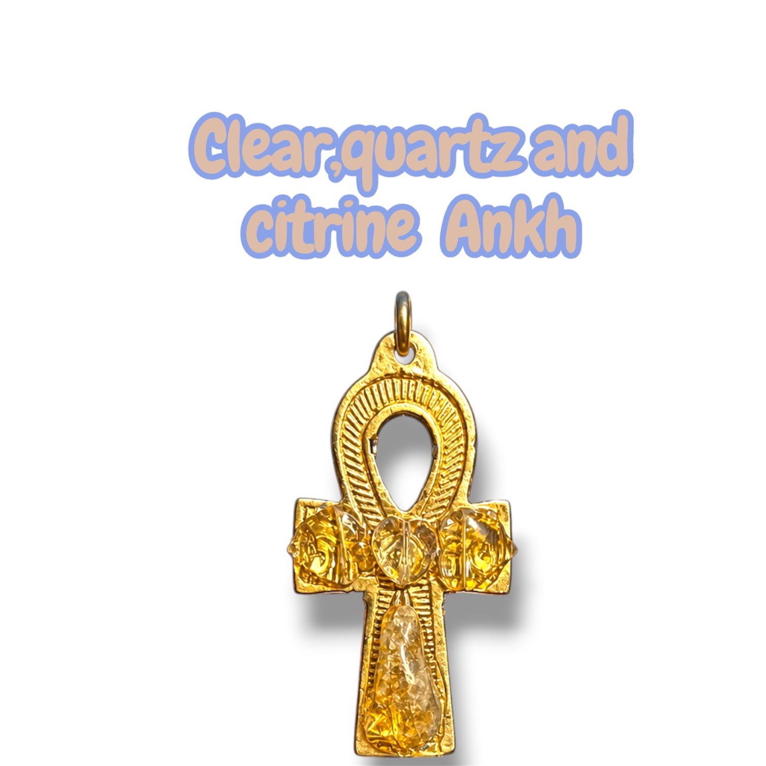 Clear Quartz and Citrine Mini Ankh