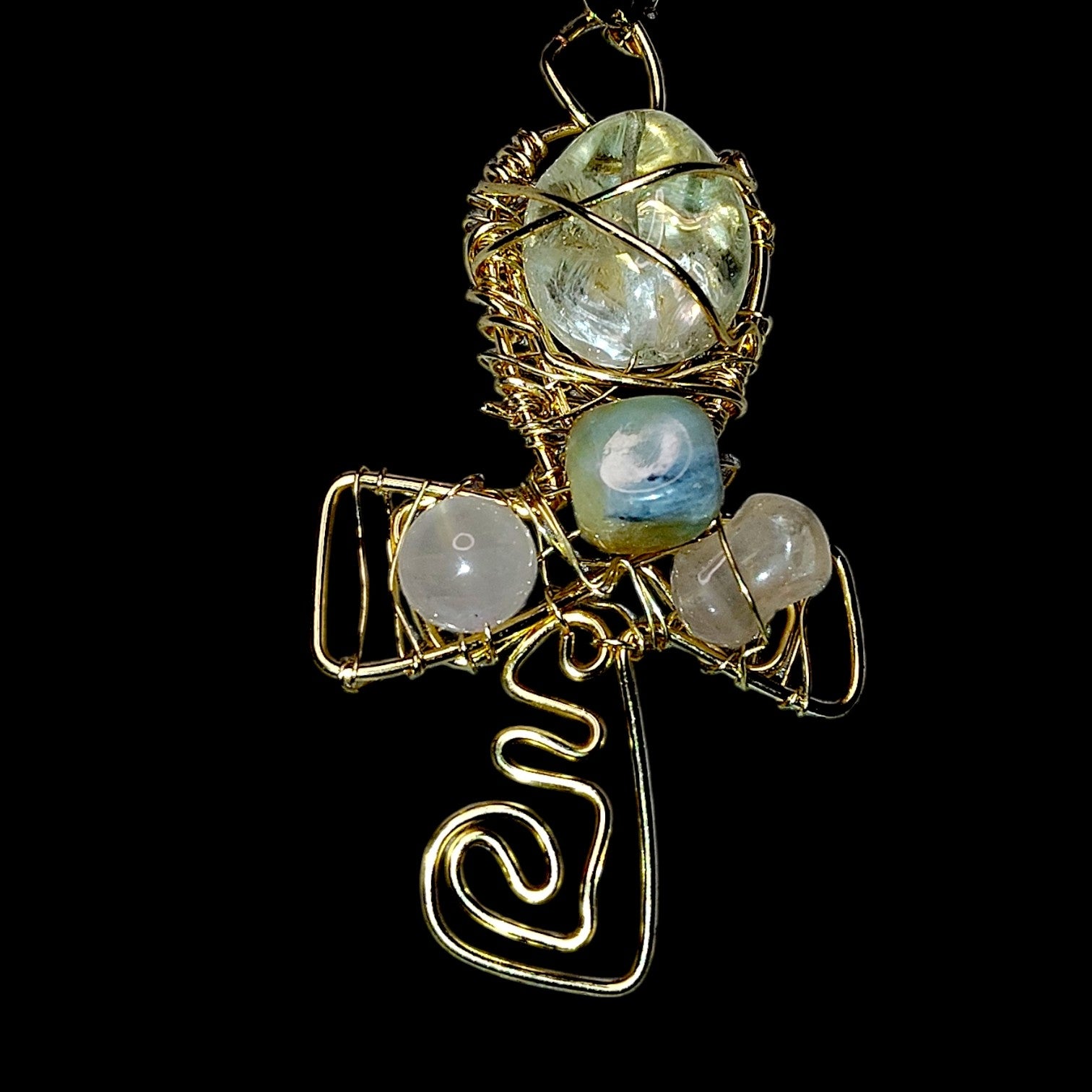 Ankh Pendant Quartz and Rose Quartz