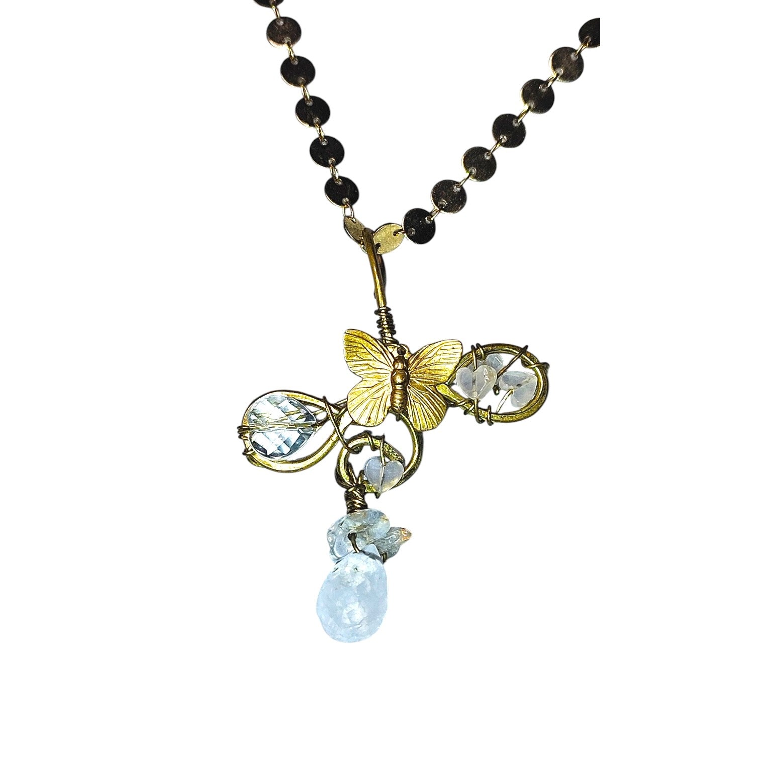 Rose quartz butterfly pendant