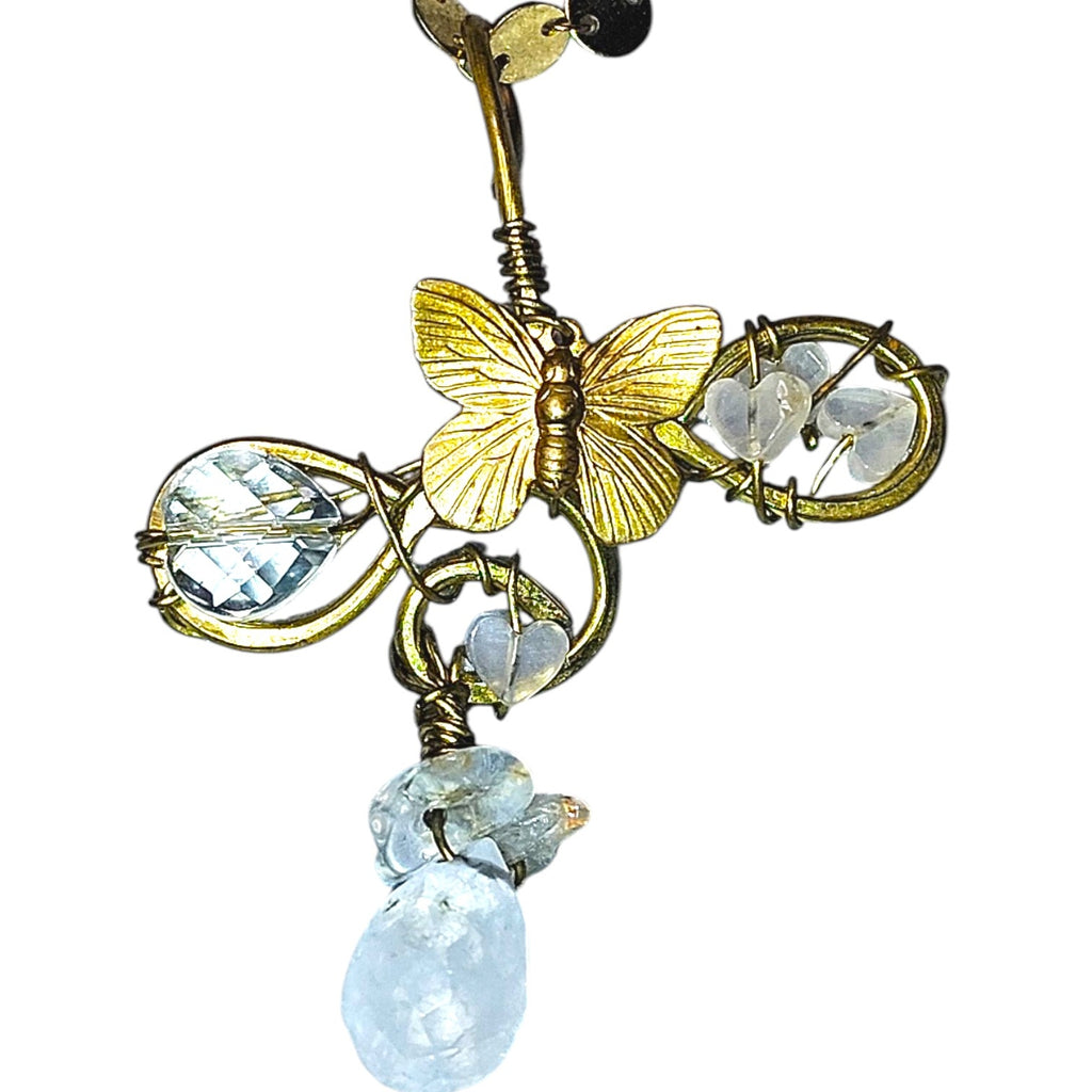 Rose quartz butterfly pendant